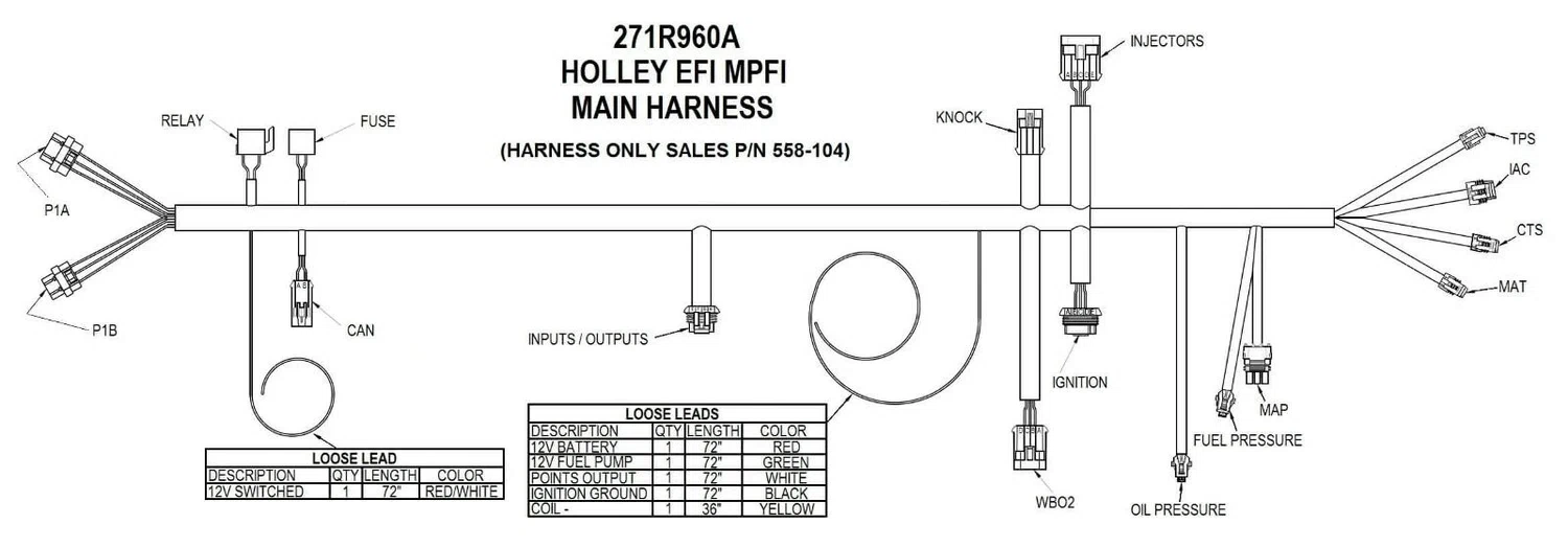 Universal V8 MPFI EFI HARNESS KIT - 558-504